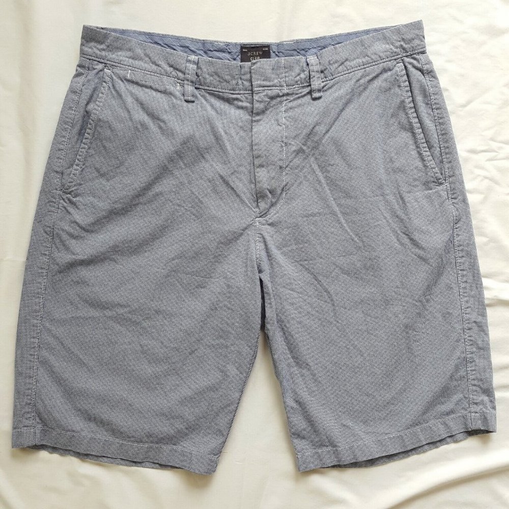 J.Crew Club Chino Shorts Blue Mini Houndstooth Men's Size 32 10.5 100% Cotton - Picture 1 of 5